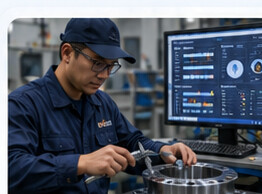 Quality engineer inspecting a component